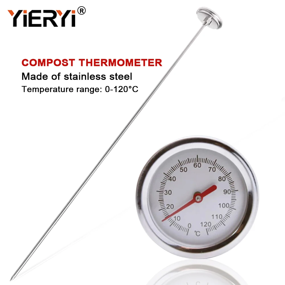 Yieryi Specialized Stainless Steel Compost Soil Thermometer No Batteries Required To Detect Garden Lawn Temperature