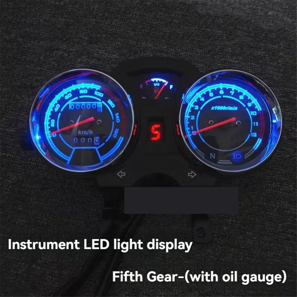 오토바이 속도계 카페 레이서 타코미터 연료 게이지 LED 계기, 스즈키 GN125 GN150 GN 125 150 125cc 150cc 12V