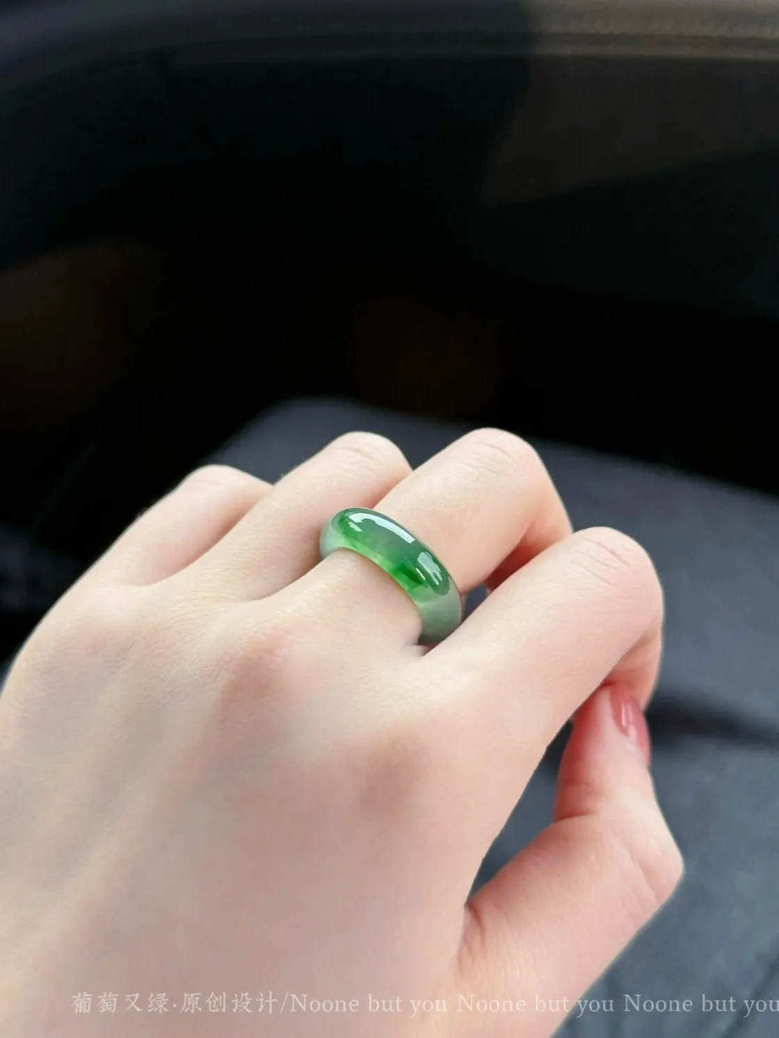 

Pure natural Myanmar jadeite ring high ice ring ice jadeite