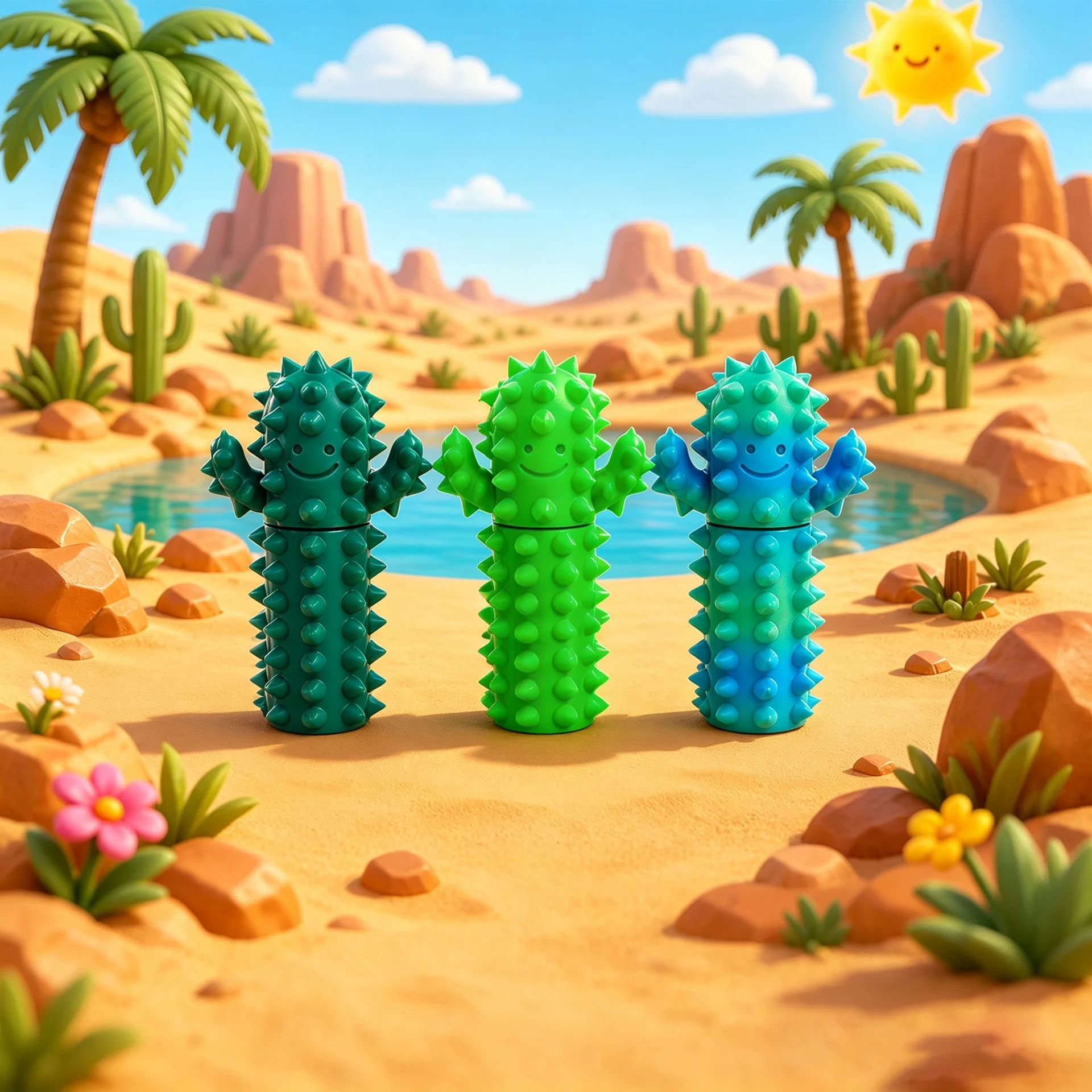 3D Printed Pressing Pain Rotating Cactus Plant Stimulation Finger Massage Sticks Fidget Spinner Stress Relief Toys for Kids Toys