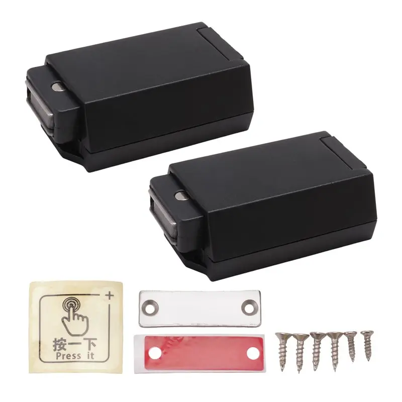 Y23A-2 Pack Heavy Duty Push Latch & Lock For Door Touch Latches And Catch Magnet Push Release Drawer Pull Tip, Black Dura