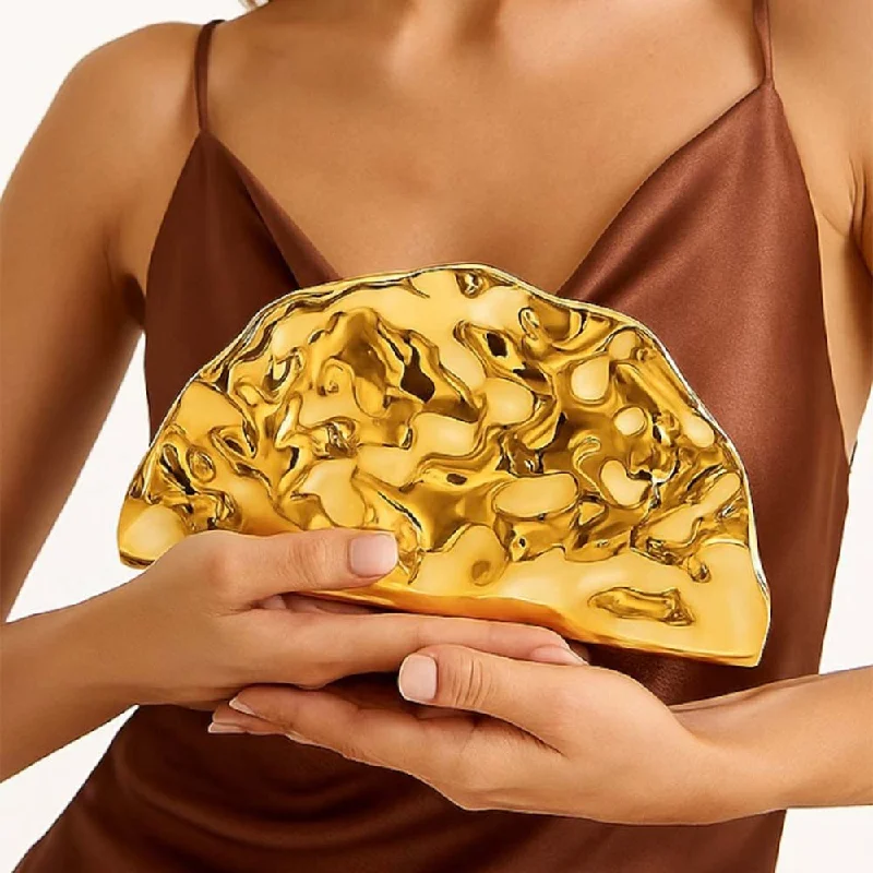 Evening Bag Electroplating Metallic Style Acrylic Crossbody Shoulder Fan-shaped Clutch Elegant Party Wallets Luxury Designer Bag