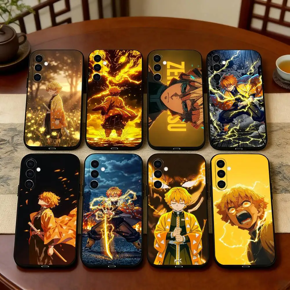 

D-Demon S-Slayer Agatsuma Zenitsu Phone Case Black Silicone Soft For Samsung Galaxy A73,A72,A71,A70,A53,A52,A51