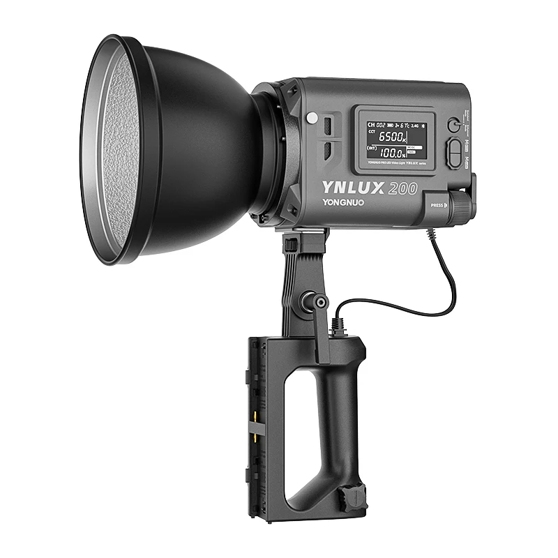 YONGNUO LUX200 200W 2700K-6500K Bowens Mount Handheld Outdoor LED Video Light with Handle Power Adapter