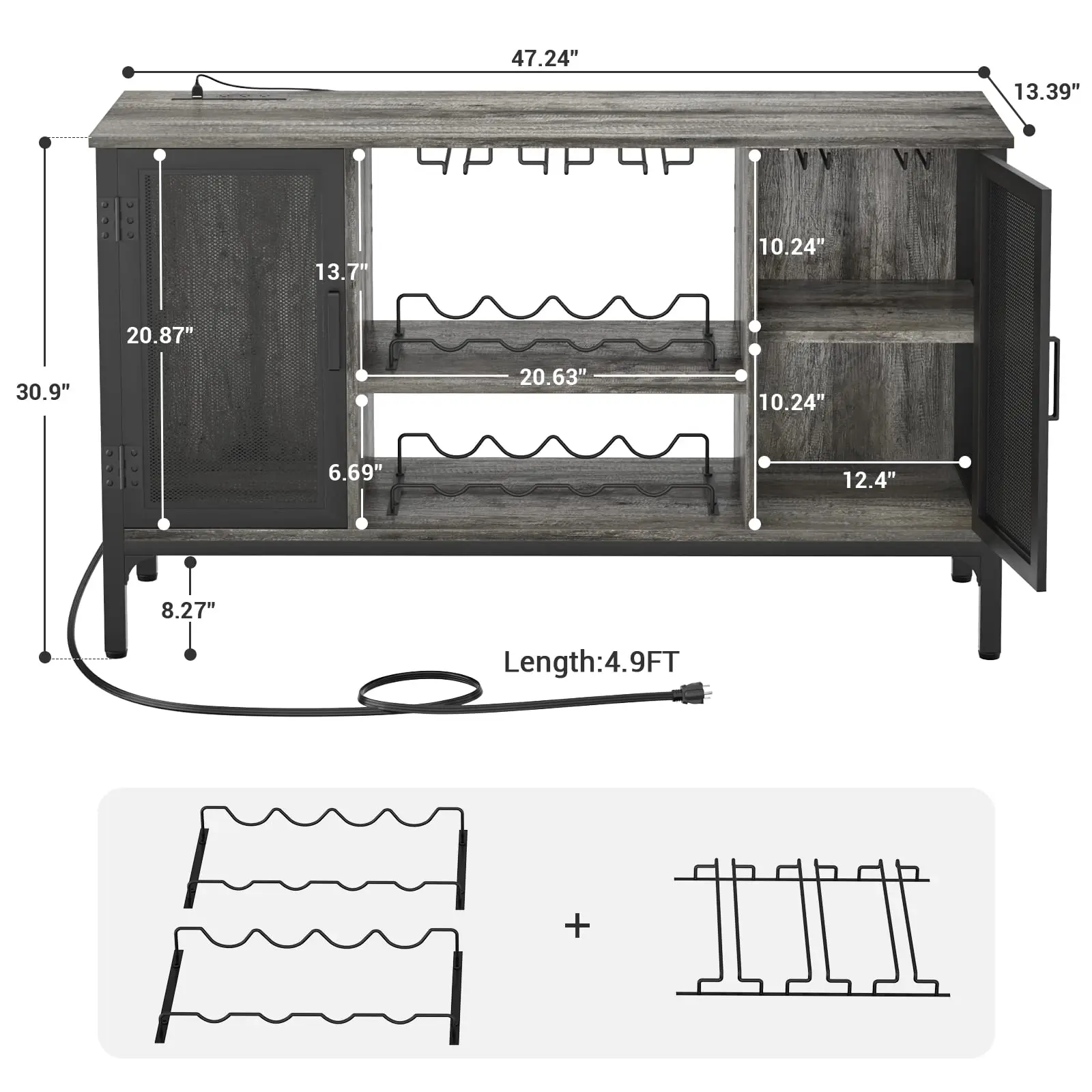 Living room industrial bar cabinet wooden storage cabinet 4 layers wine rack metal wine storage cabinet-Amazon customization