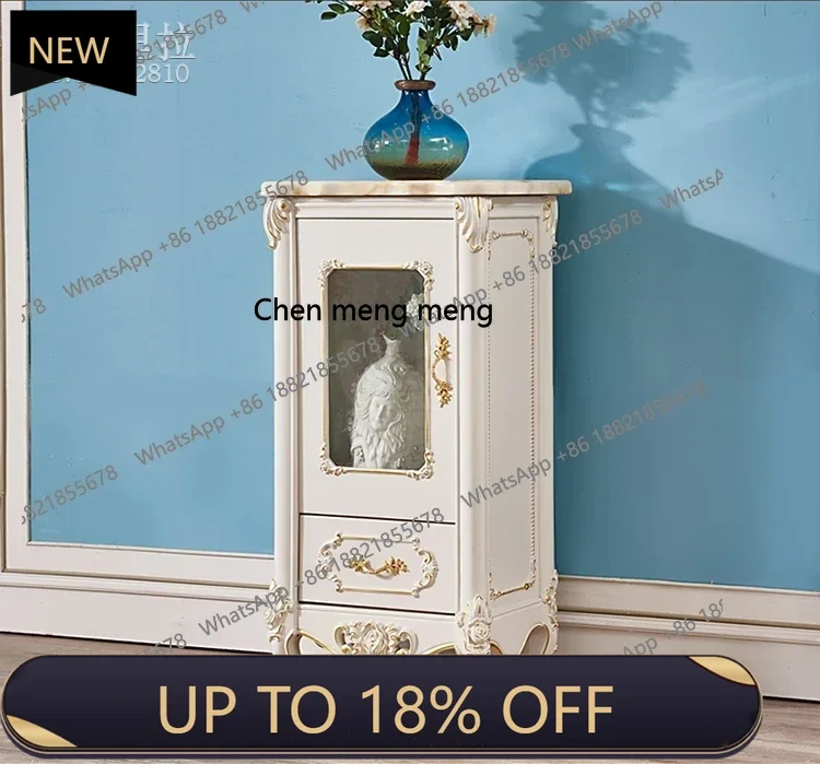 

P178 European Style Side Cabinet American Style Solid Wood Vintage Oak White Bedroom Living Room Storage TV Cabinet Side Cabine