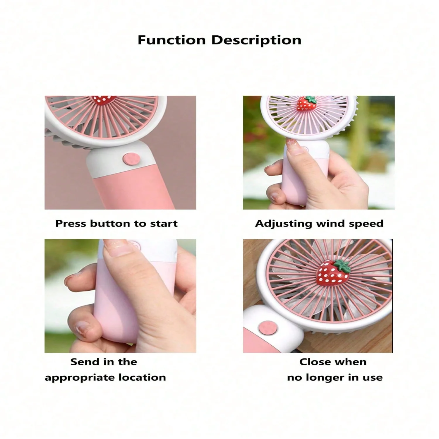 1pc Portable Usb Rechargeable Fruit Shaped Handheld Mini Fan With Stand
