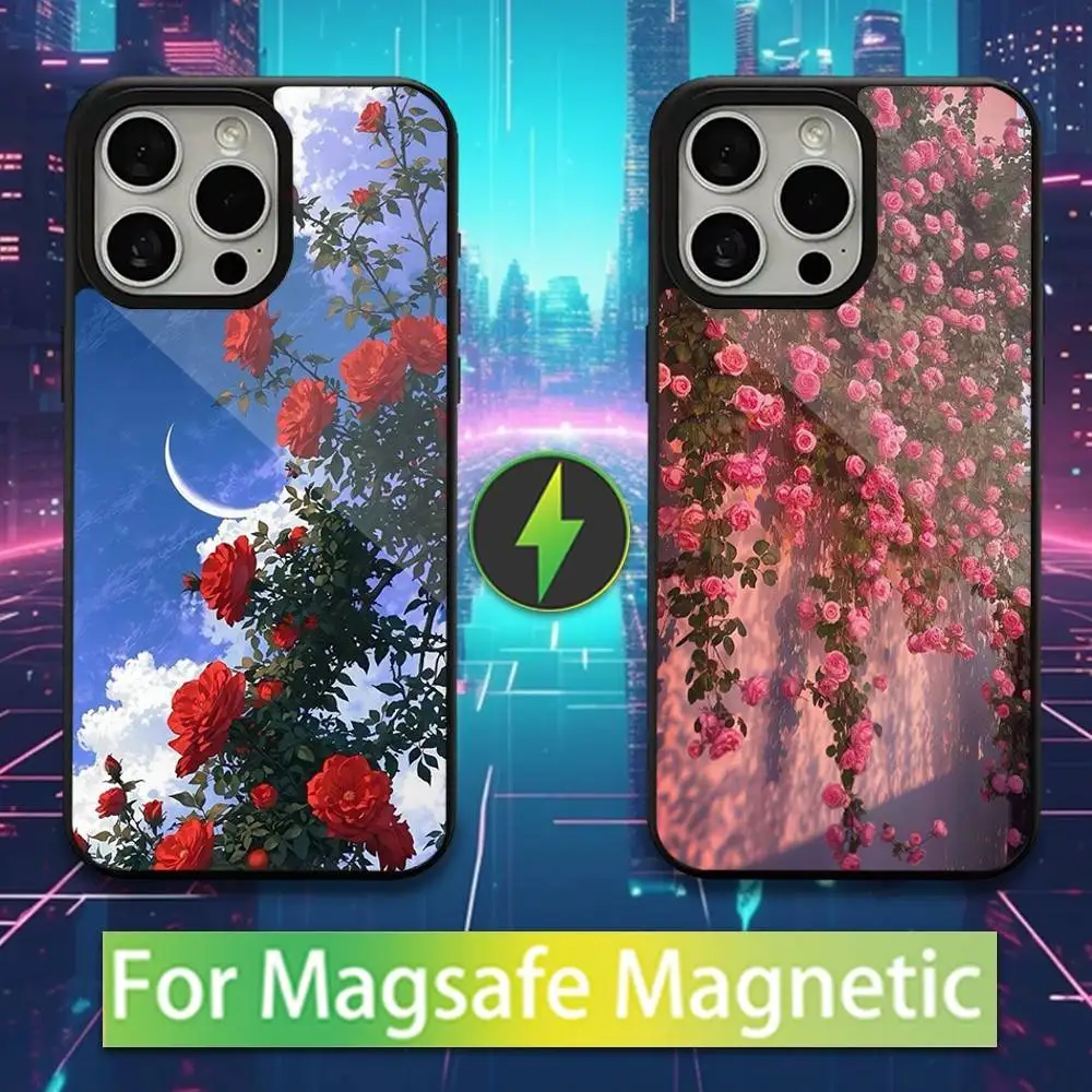 

Cute Art Painting Flower Phone Case For iPhone 16,15,17,14,13,12,11,Pro,Max,Plus,Mini,Magsafe,Magnetic Wireless Charging Case
