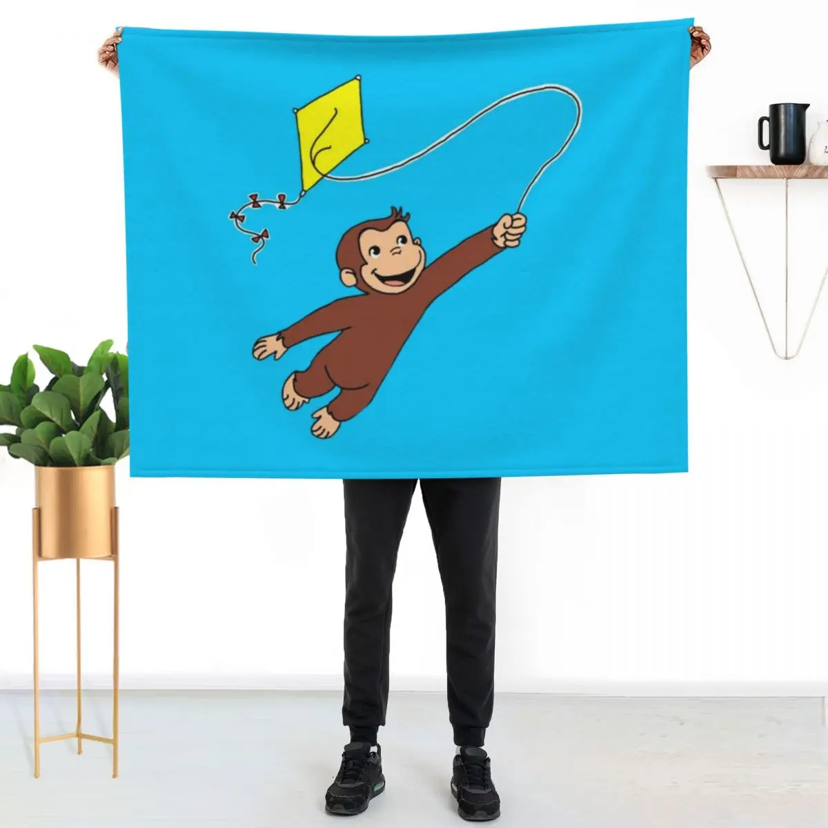 

Curious George - Flying Kite Throw Blanket Lightweight Warm Blanket for Indoor Outdoor Use