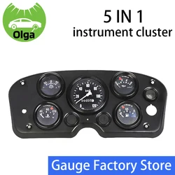 5 IN 1 Kit Instrument Panel 12V Oil Pressure Gauge Volts Gauge Speedometer Universal/Long Meter Instrument Panel Complete