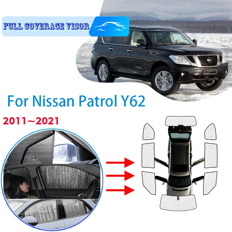 

Full Covers Sunshades For Nissan Patrol Y62 2011~2022 2012 2013 Car Accessories Sun Protection Windshields Side Window Visor