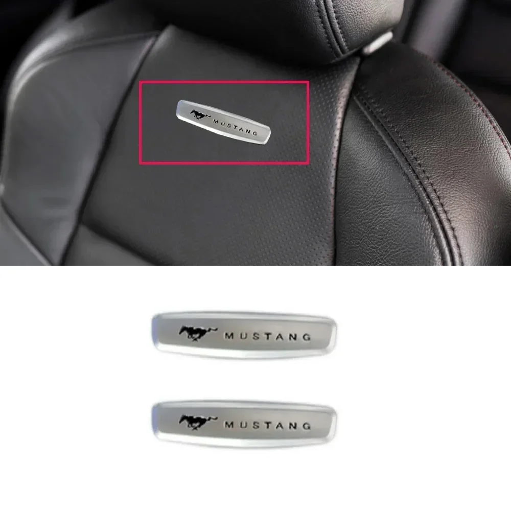 For Ford Sticker 2pcs Mustang Seat Sticker Metal Emblem Badge Interior Sticker for Ford Mustang Shelby Cobra Focus Mondeo F-150