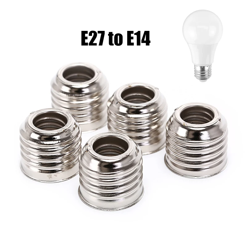 New 5pcs Silver E27 To E14 Lamp Holder Converter Socket Light Bulb Lamp Holder Adapter Plug Extender Led Light 250V