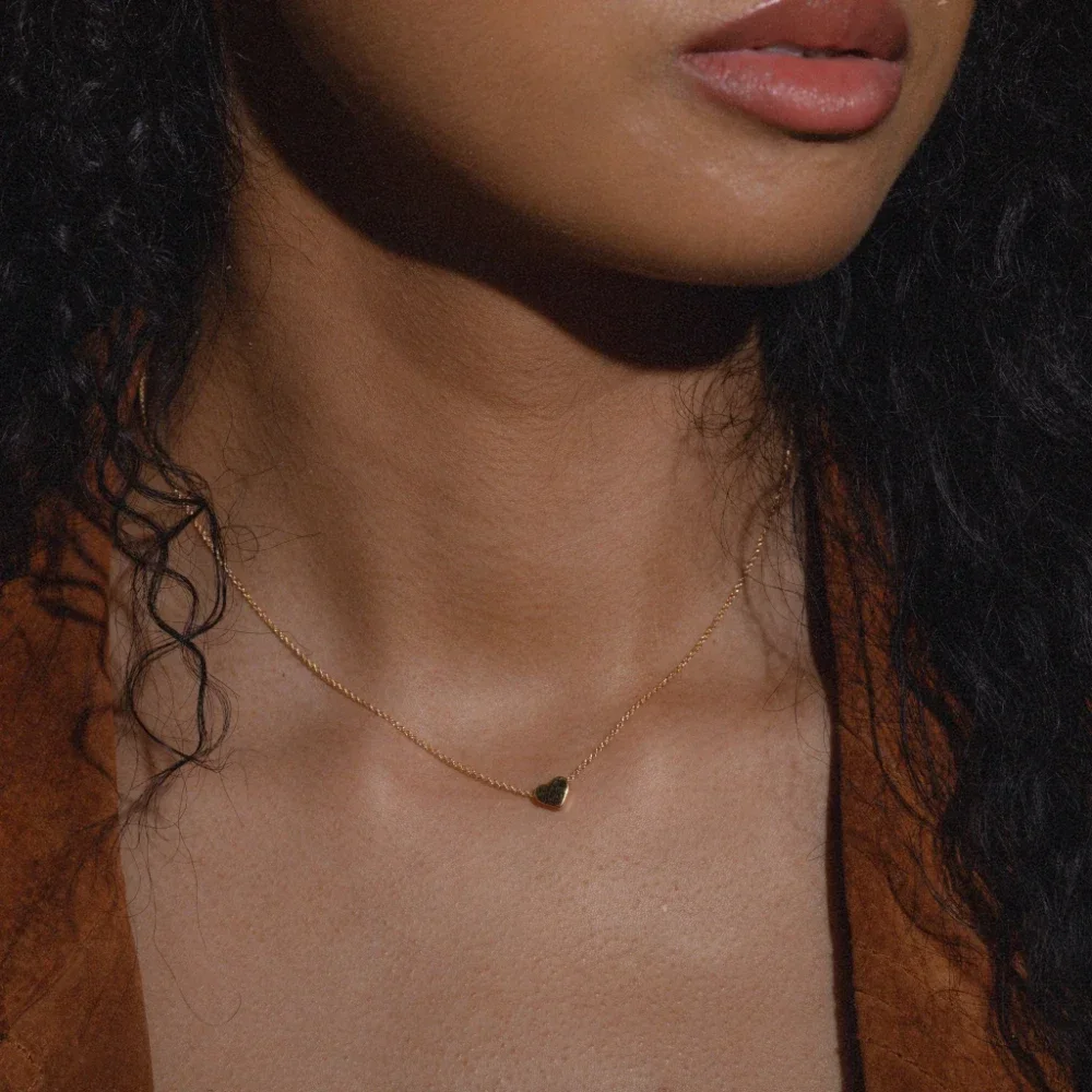 Exquisite Gold Color Stainless Steel Chocker Necklace with Heart Tiny Pendant for Women Bohemian Jewelry for Girls Birthday Gift