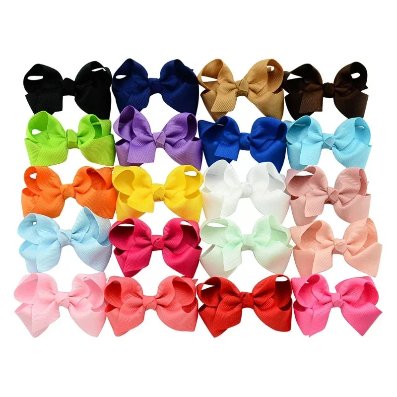 1Piece 3Inches Grosgrain Ribbon Bows Hair Clip for Kids Girls Solid Color Bowknot Classic Bubble Bow Hairpins Hair Accessories