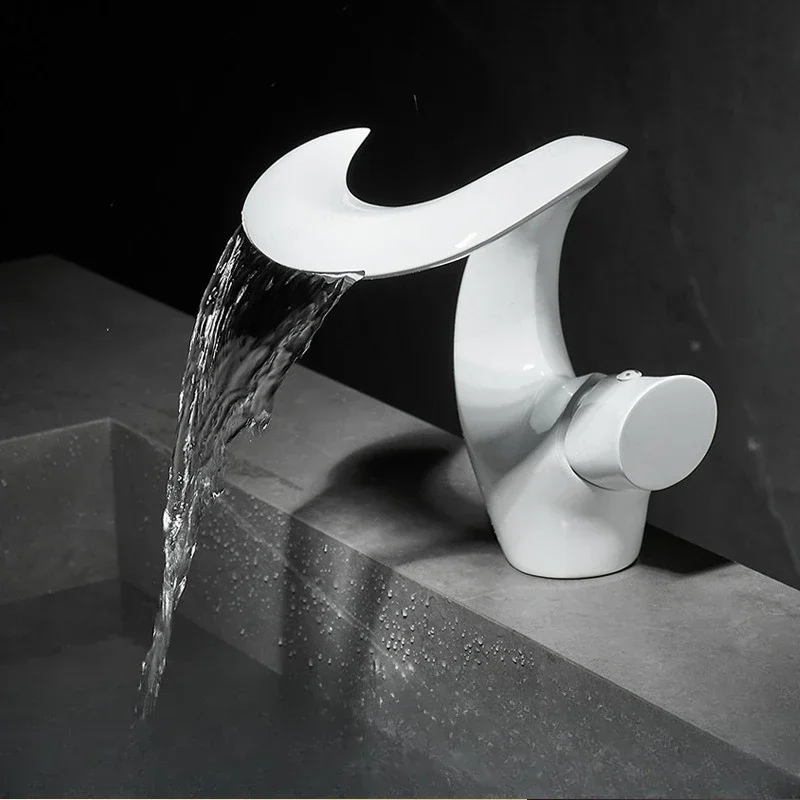 Brass Waterfall Bathroom Faucet Single Handle Hot Cold Washbasin Taps Multi-Functional Sink Mixer Tap