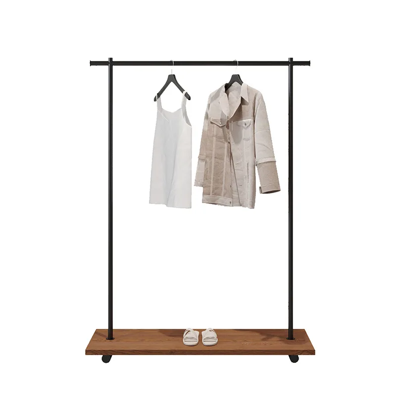 

Display rack floor-to-ceiling simple with board hanging hanger side hanging clothes rack with wheels