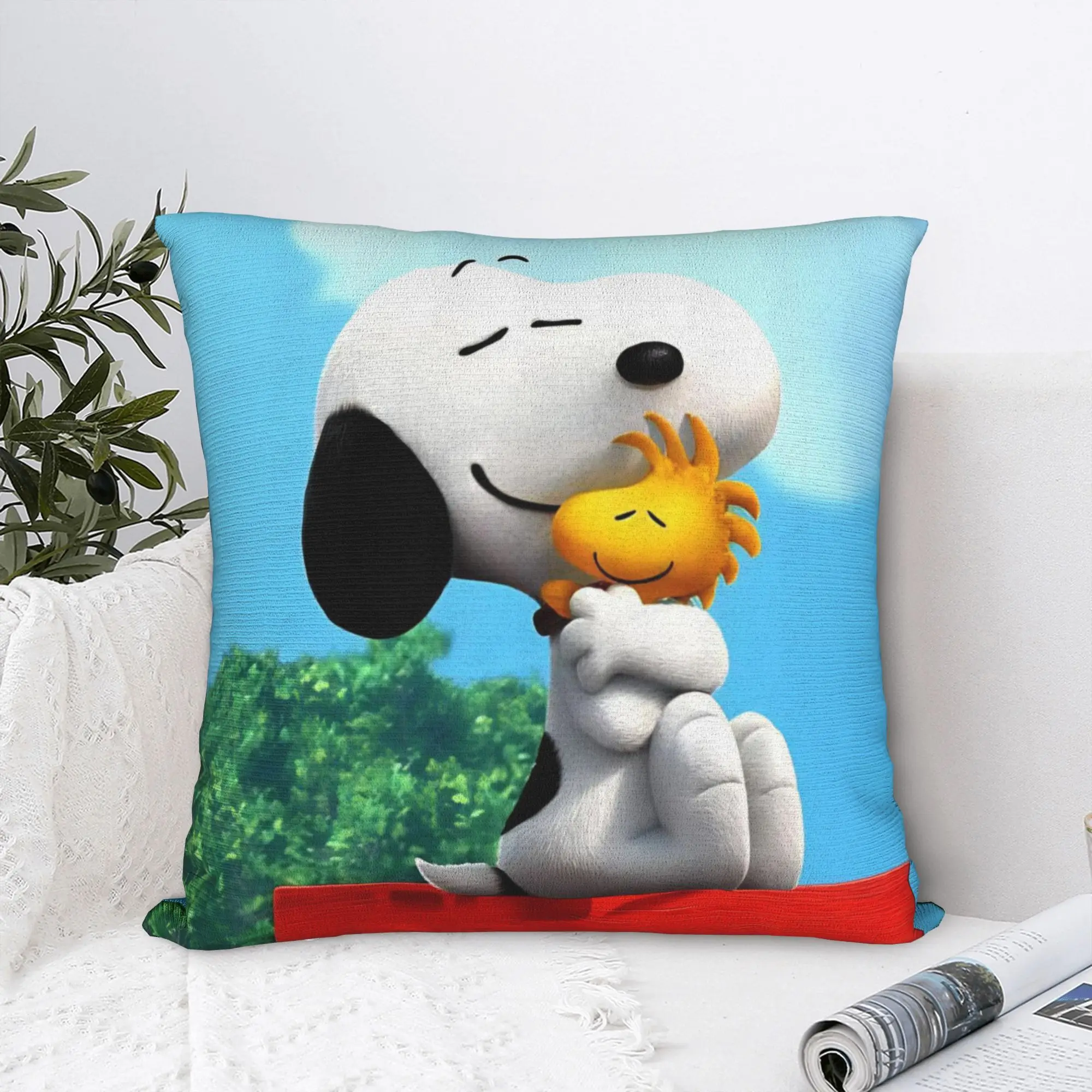 S-Snoopys Movie Pillowcase Polyester Cushion Cover Decorative Cute Dogs 90s Throw Pillow Case Cover Home Zippered 45X45cm