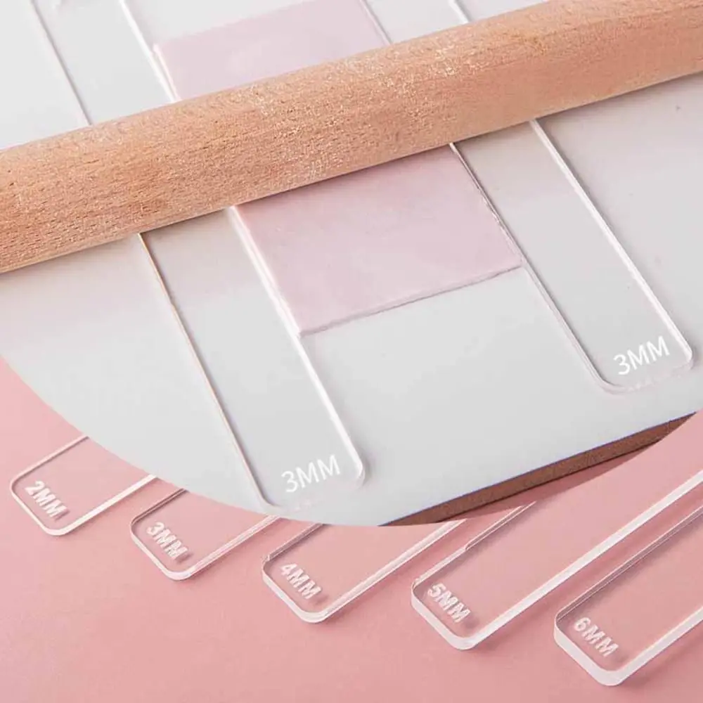 

2Pcs/Set Roller Acrylic Clay Thickness Ruler Guide Rail Earrings Pottery Polymer Ruler Jewelry Transparent DIY Making Tool