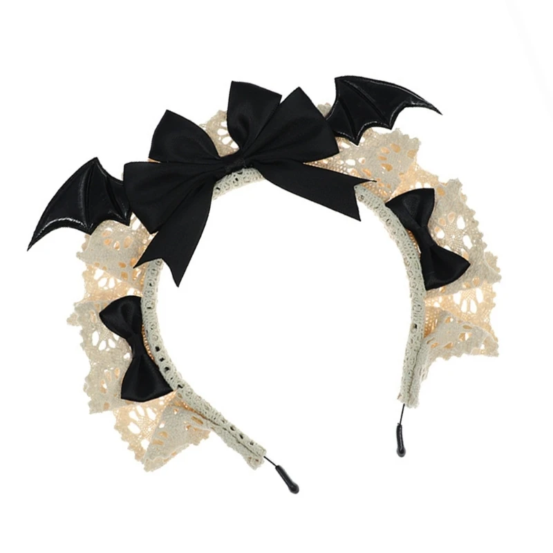 

MXMB Maid Accessory Headband Soft Fabric Headwear with Bows Cosplay Headpieces for Halloween and Daily Wear