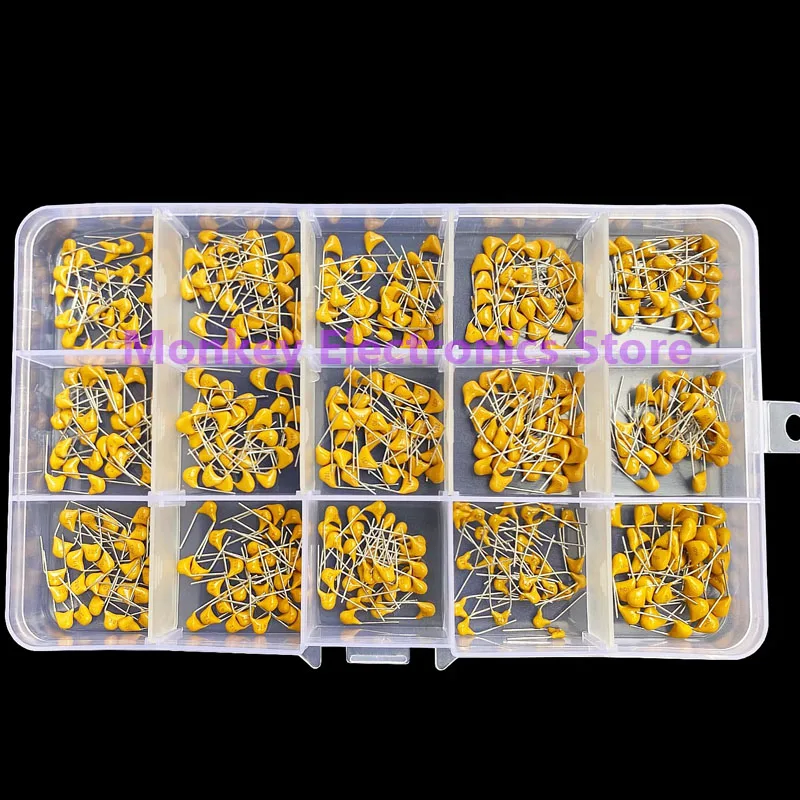 150pcs Monolithic Capacitor Sample Box Set 50V Common Insert 5.8mm 10pf-100nf 15value*10pcs