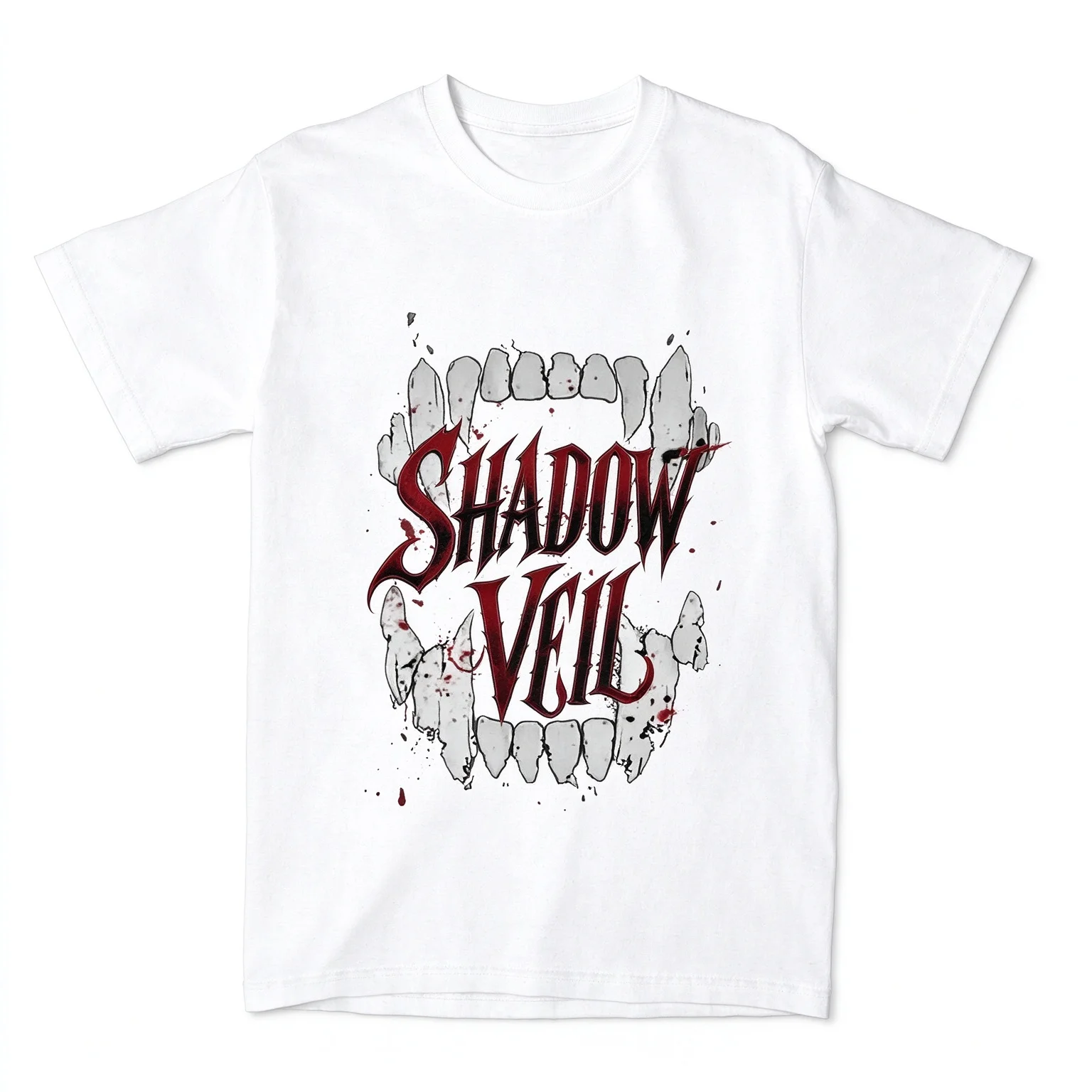 Shadow Veil Fangs Graphic Unisex T Shirt Summer Casual Short Sleeve Gothic Y2K Grunge Streetwear Tees Tops