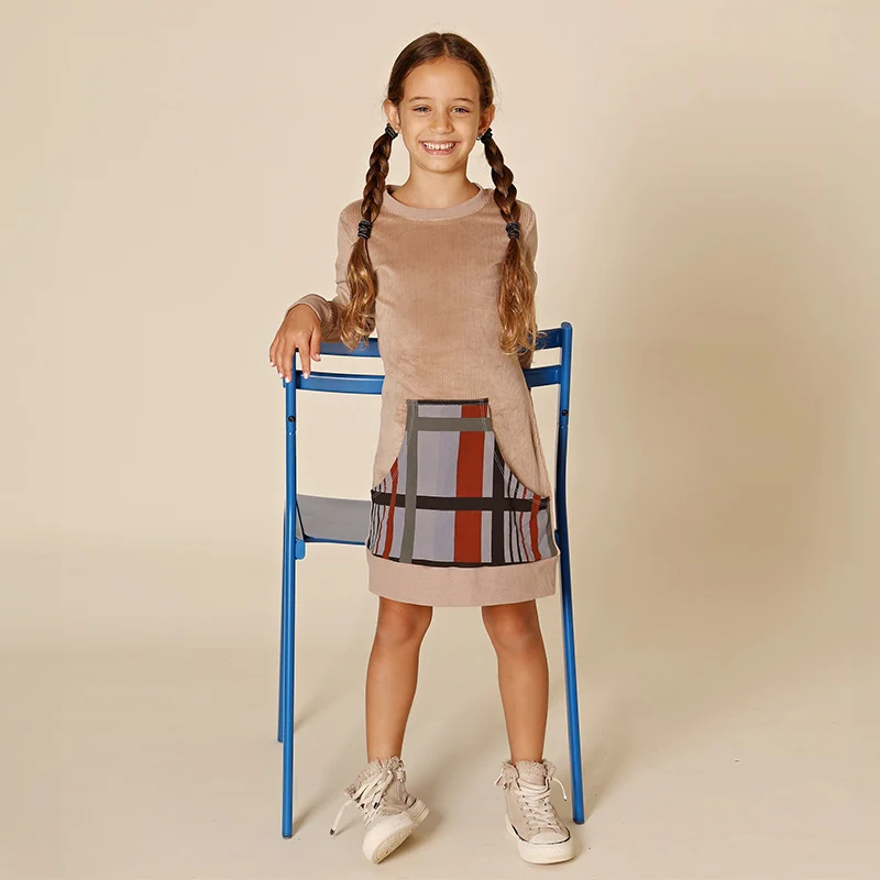 AA-6M-16T Corduroy Fall Winter Family Matching Set Girls Plaid Pocket Dress Boy Sweatshirt Legging Set Baby Romper Bodysuit