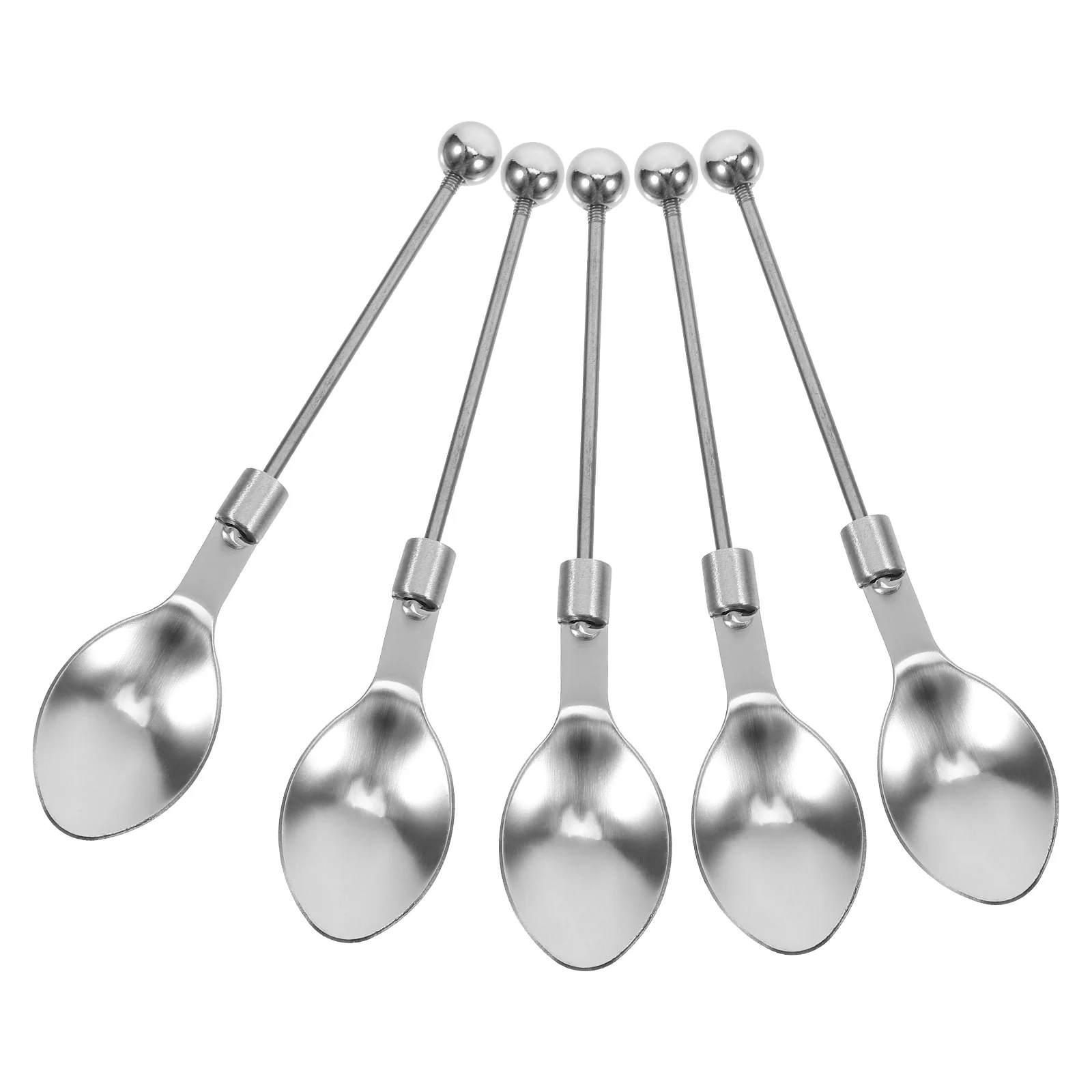 

5 Pcs Beadable Stainless Steel Dessert Spoons Ergonomic Smooth Craft Honey Coffee Ice Cream Tasting Mini Soup Yogurt