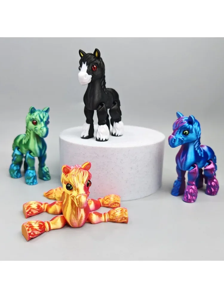 Chevalets mobiles multi-articulaires imprimés en 3D, Mini jouet anti-Stress mignon, accessoires pour la maison amusants, cadeau pour enfants, ornement de bureau