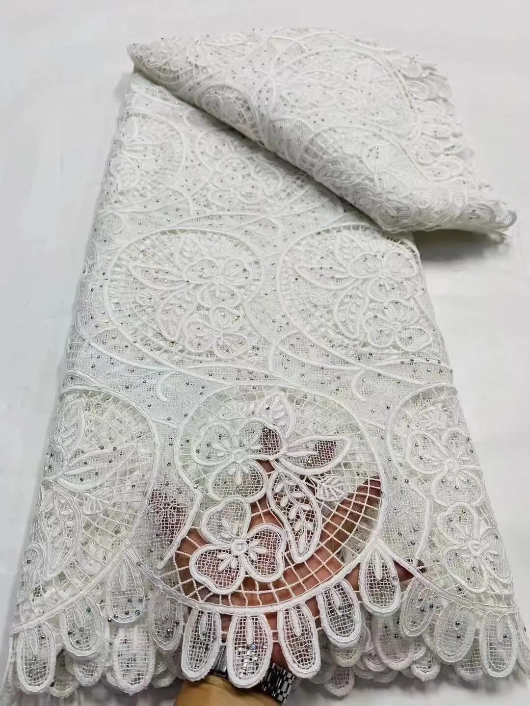 

French Net Tulle Lace Fabric With stones J-1308629 High Quality African Nigerian Mesh Guipure Lace Fabrics For Dress