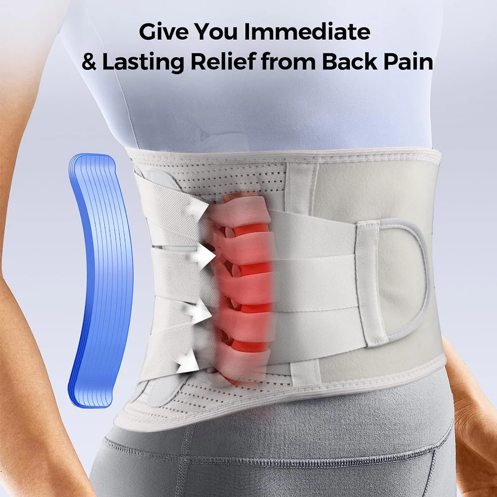 Breathable Lower Back Brace Adjustable Support for Lower Back Pain Double Compression Straps Lumbar Belt Waist Support Corset