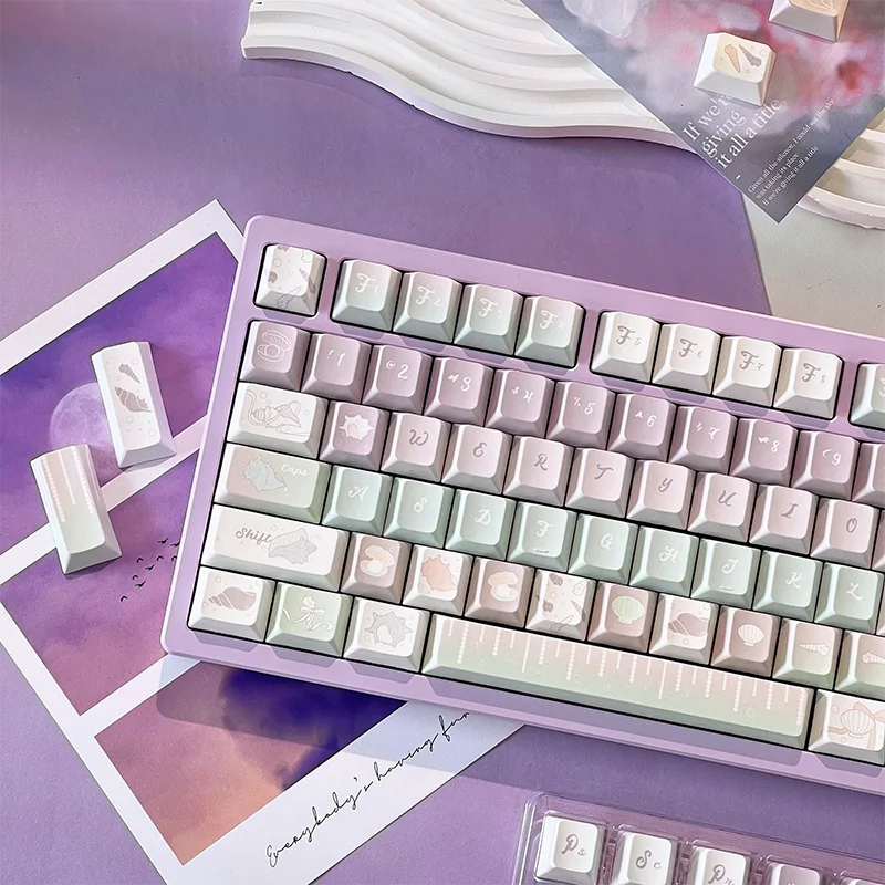 

Sistening to the Sea ThemePBTПятисторонняя сублимационная пользовательская клавиатура с оригинальной высотой, мультяшная клавиатура 64/68/75/108