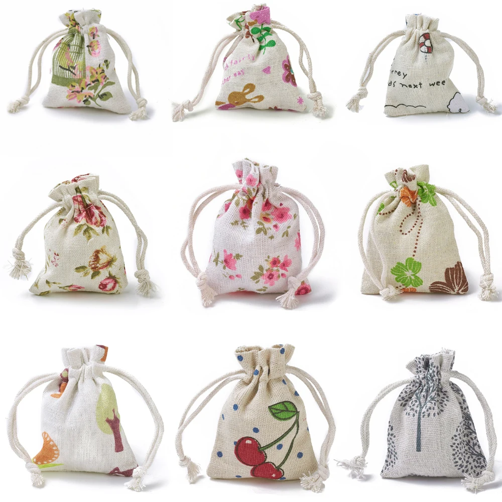 

20pcs Rectangle Burlap Packing Pouches Drawstring Bags Gift Bag Jute Packing Storage Jewelry Pouches Sacks for Wedding Party