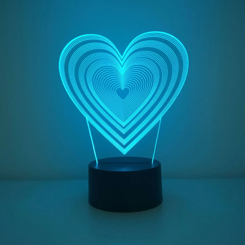 

Heart Shape 3D LED Illusion Night Light Acrylic USB Charging Table Lamp Bedroom Office Decor Warm Color Lighting