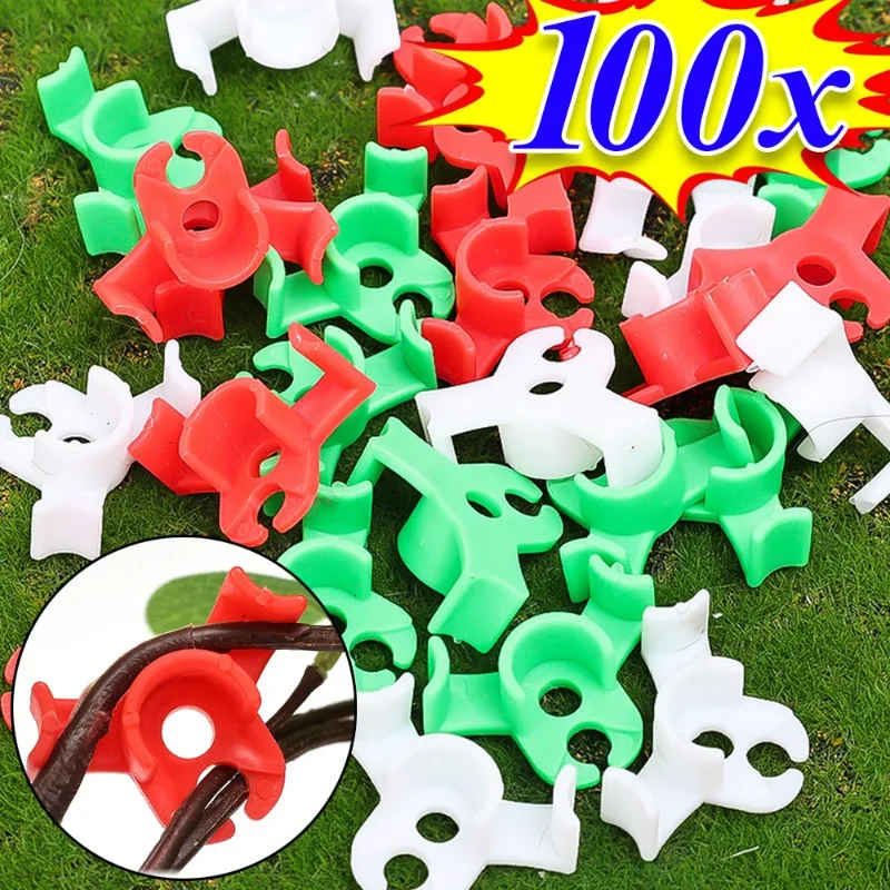 10/100PCS Plant Clamp Bending Device Plant Support Control Growth Fixing Clips Low Pressure Training Flower Vine Branches Tool