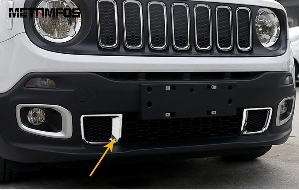 Car Accessories For Jeep Renegade 2015 2016 2017 2018 Exterior Chrome Front Bumper Grille Racing Grill Air Vent Outlet Trim