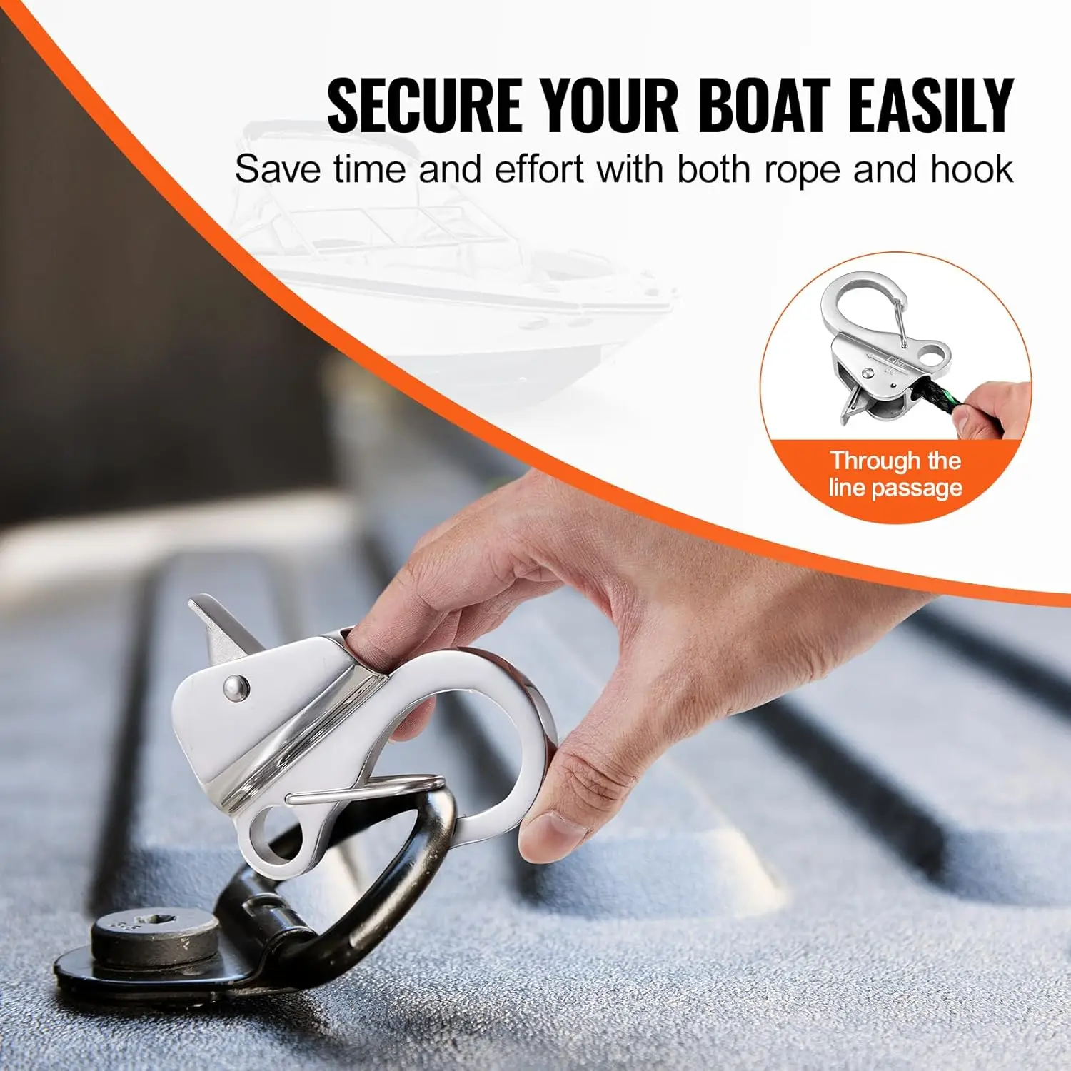 

Boat Anchor Hook, 304 Stainless Steel Slide Anchor, Boat Anchor Hook Clips for 3/8" - 5/8" Boat Anchor Rope, Holds 3700 LBS