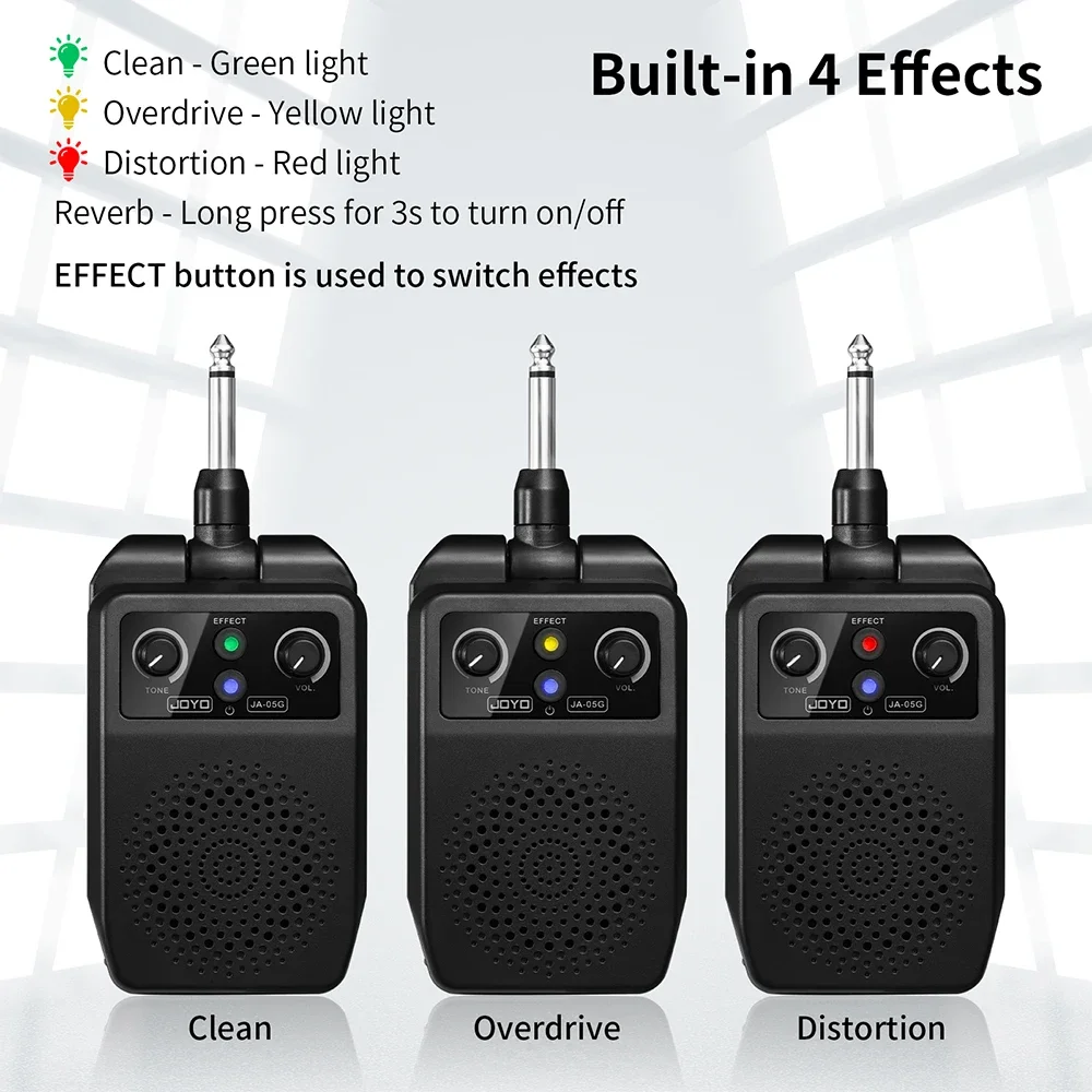 JA-05G Portable Guitar Plug Amplifier Built-in 4 Effects Plug and Play Mini Amp Speaker for Electric Guitar Practice