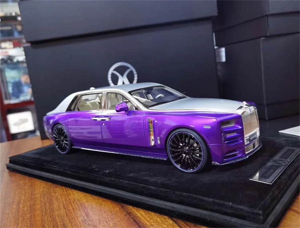 1:18 Mansory For Rolls Royce Phantom VIII Resin Diecast Model Car Gift Blue Silver Toys Hobby Collection Display Ornaments