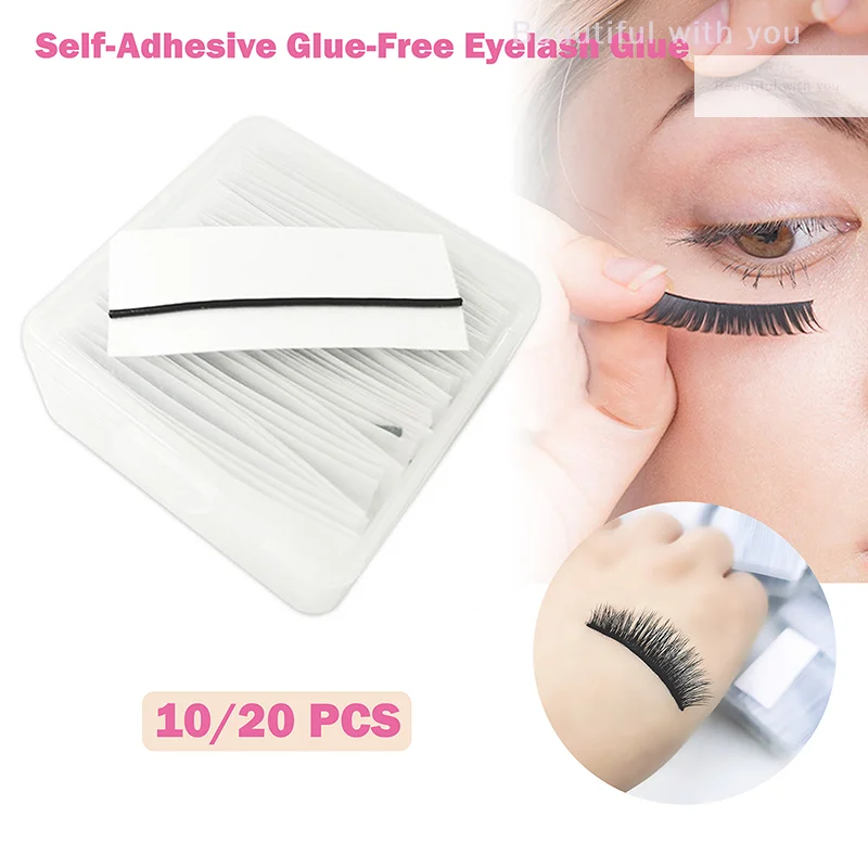 10/20/34pcs Reusable Self-Adhesive Self Adhesive Lash Strips Glue Free Self Adhesive Glue Strips Natural Look Makeup Tools