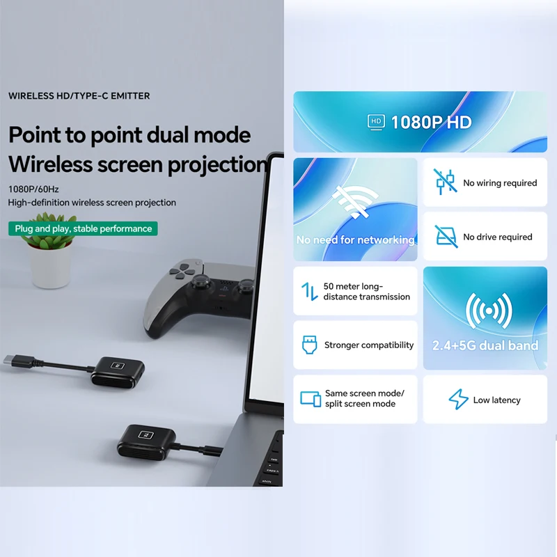 ระบบส่งสัญญาณไร้สาย HD ตัวรับสัญญาณไร้สายที่รองรับ HDMI Miracast Airplay ตัวรับส่งสัญญาณ HD ไร้สาย MiraScreen