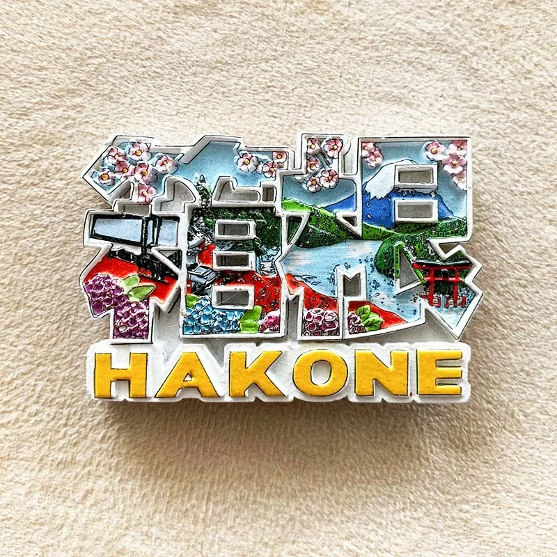 

Hakone Japan 3D Resin Fridge Magnet - Scenic Views of Mount Fuji, Traditional Japanese Architecture, and Cherry Blossoms