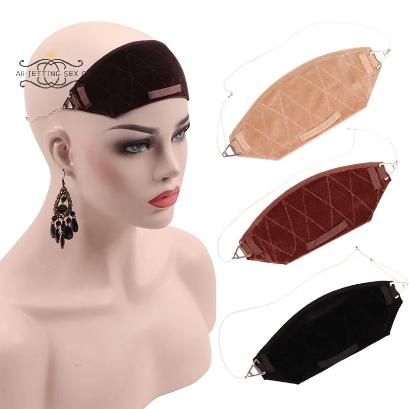 ที่คาดผมกำมะหยี่กันลื่นสำหรับวิกผมและท็อปเปอร์ผม  สายรัดศีรษะแบบสบายเพื่อการยึดวิกผมของคุณให้แน่น  สายรัดแบบปรับได้และมองไม่เห็นสำหรับผู้หญิง