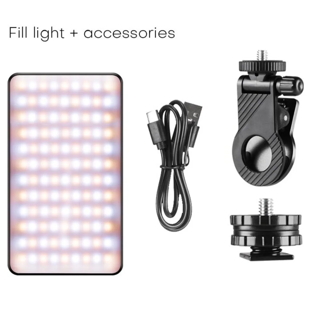 자석 부착 LED RGB 비디오 조명 (1/4 핫슈 마운트, 디밍 가능, 셀카 조명, 조절 가능, 충전식 보조광)