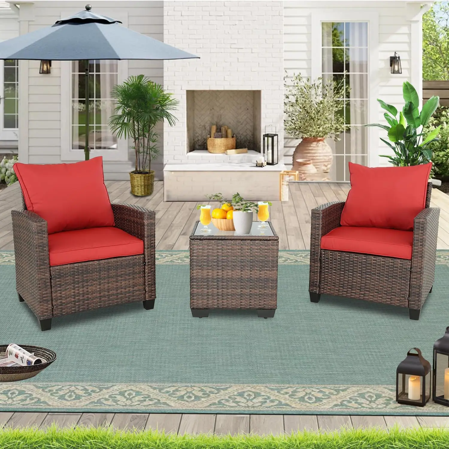 Set di mobili da giardino Set di conversazione componibili per esterni in Rattan divano da esterno, sedia singola e pouf per prato, balcone, giardino