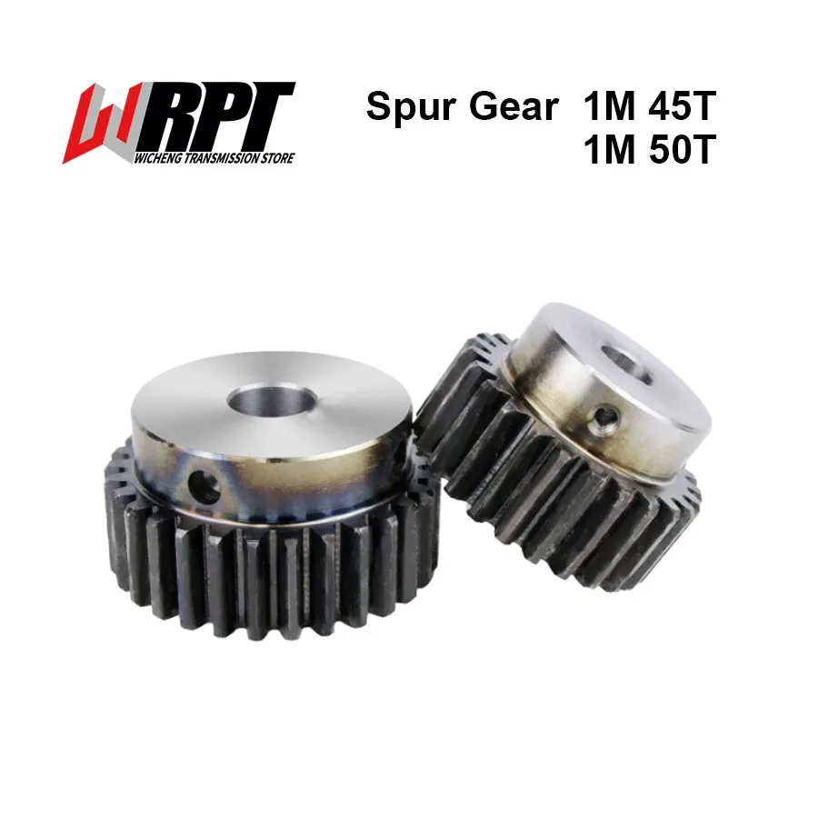 Spur Gear 1M 45T 50T Hole 8/10/12/14/15mm 1 Mod 45 50 Teeth Metal Motor Gear 45# Steel Material With Step Pinion CNC Parts