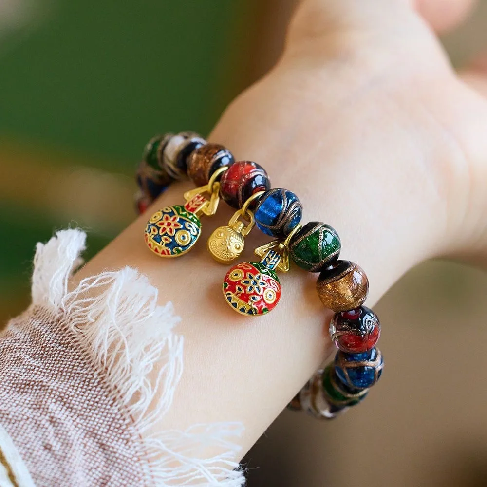 ancient five-way god of wealth five-color multi-treasure incense ash glazed bracelet gift