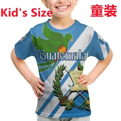 Guatemala Flag Coat Of Arms Kid Size For Children 3D Print Mesh Fiber T-Shirt Top Summer Tee Men Streetwear Shorts Sleeve Sport