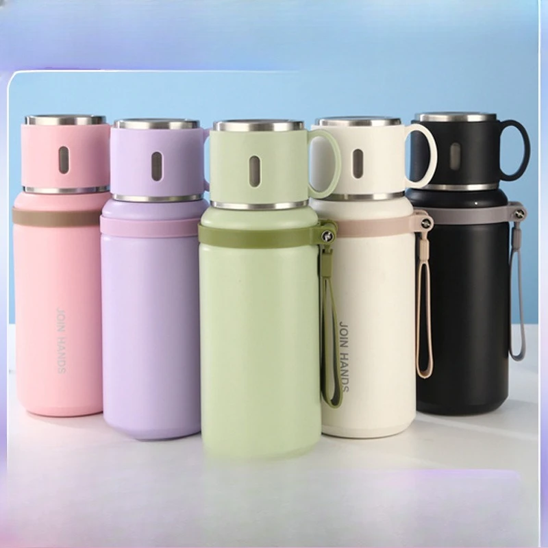 316 Stainless Steel Bowl Lid Tumbler Large Insulated Mug with Steel Cap & Rope for Outdoor Travel