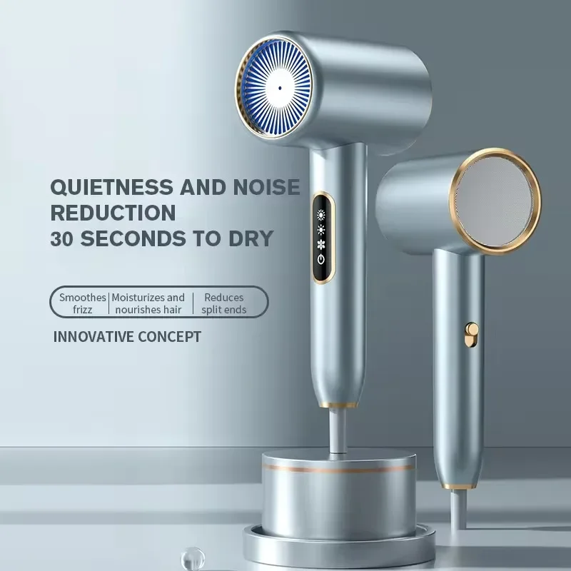 Secador de pelo profesional de iones negativos de 2000W, secador de pelo de poco ruido, potente secador de salón ajustable de alta velocidad para el hogar